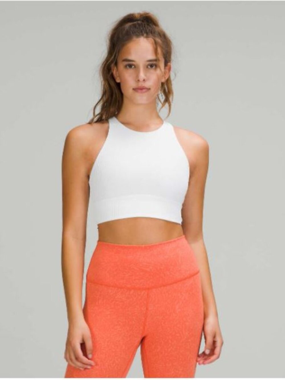 Lululemon Energy High-Neck Longline Ribbed Bra White Size 6